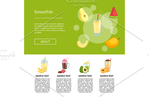 Vector flat color smoothie page