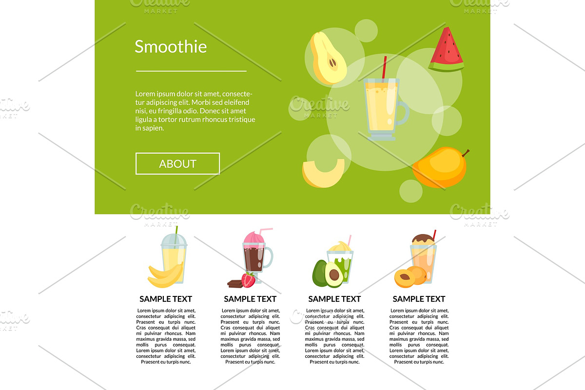 Vector flat color smoothie page in Graphics - product preview 8