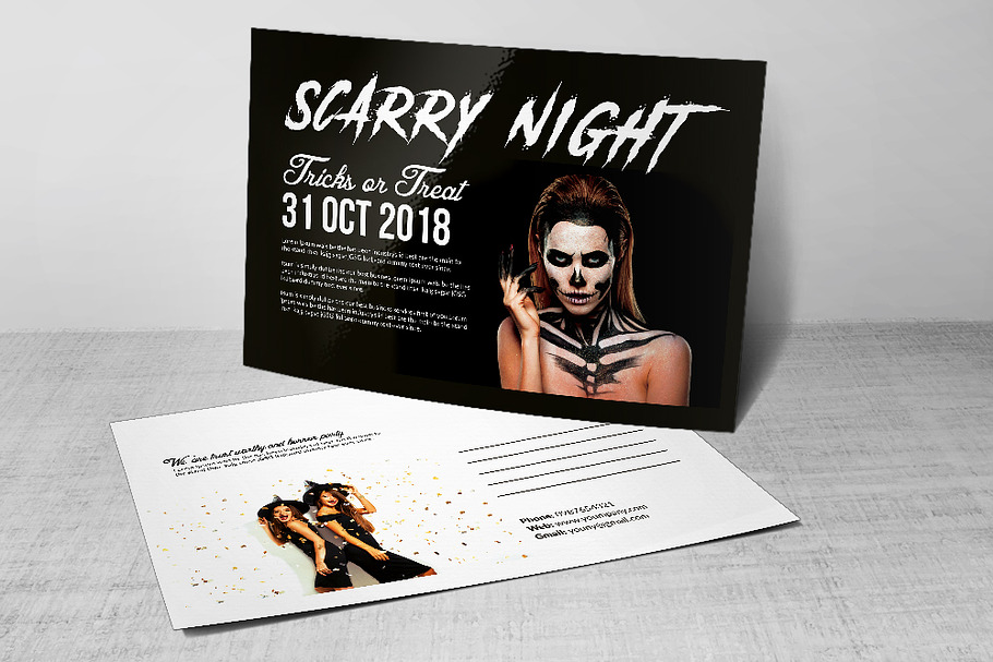 Scarry Halloween Party Postcard in Postcard Templates - product preview 8