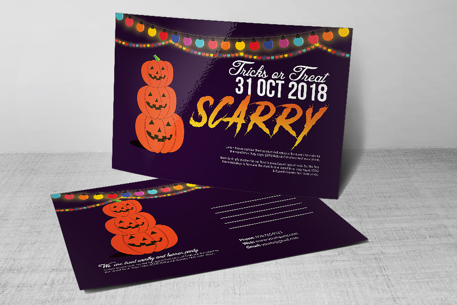 Halloween Party Postcard Templates in Postcard Templates - product preview 8