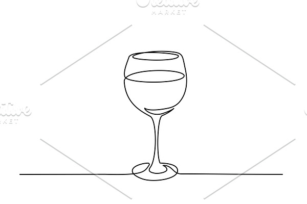 Wine glass Continuous one line