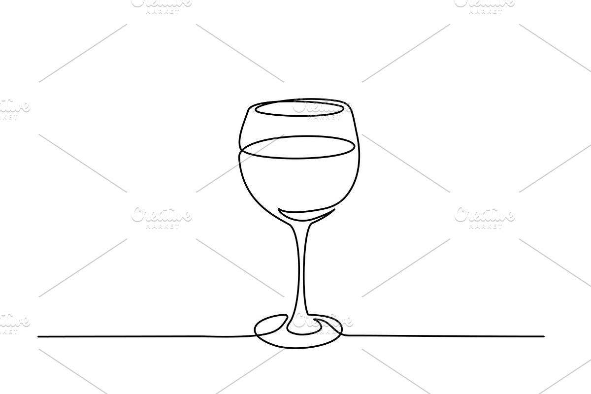 Wine glass Continuous one line in Illustrations - product preview 8