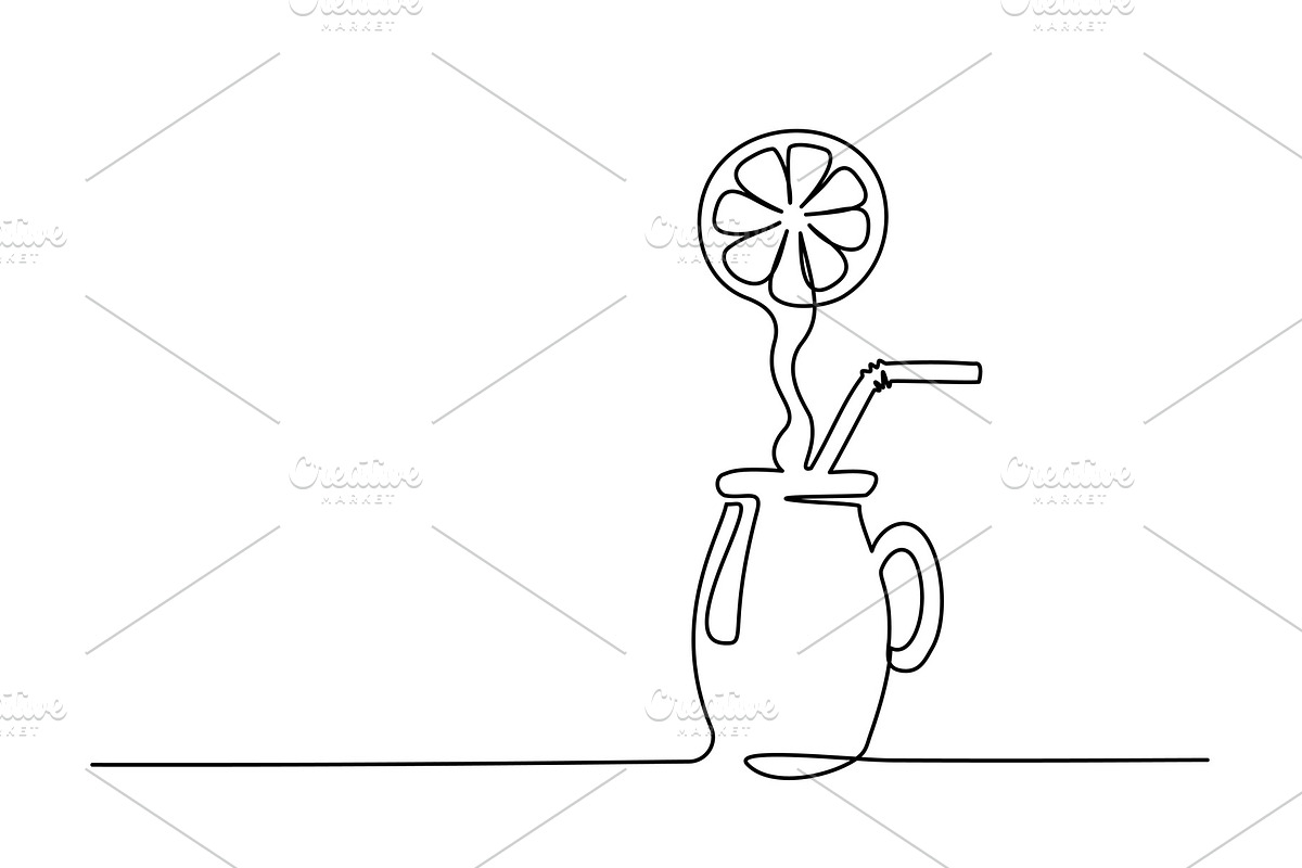 Orange juice in glass one line in Illustrations - product preview 8