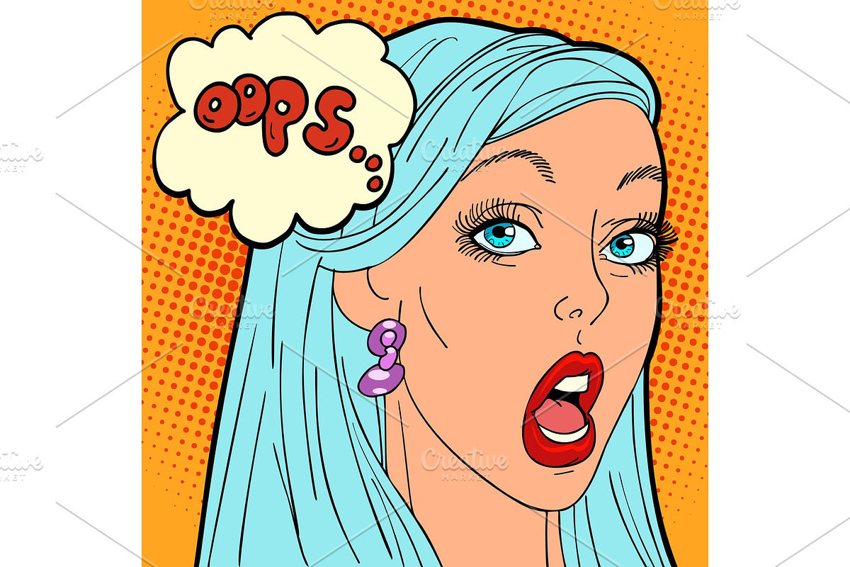 oops pop art woman in Illustrations - product preview 8