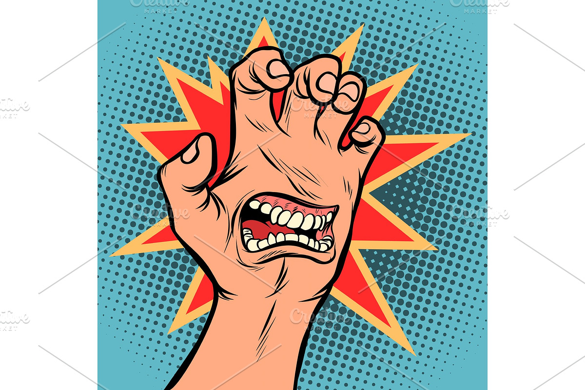 mouth emotion anger hand scratch in Illustrations - product preview 8