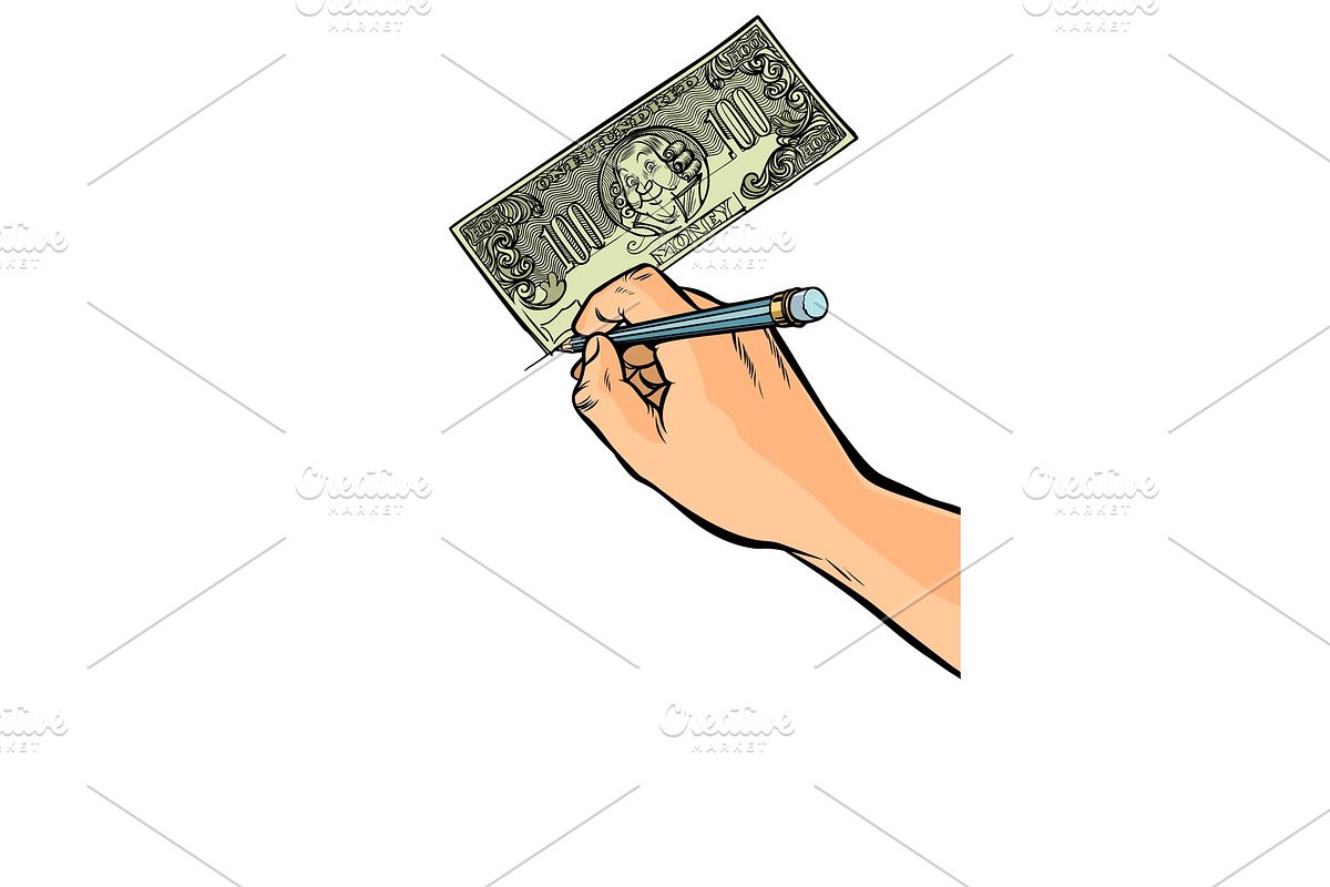 Counterfeiter draws money dollars in Illustrations - product preview 8