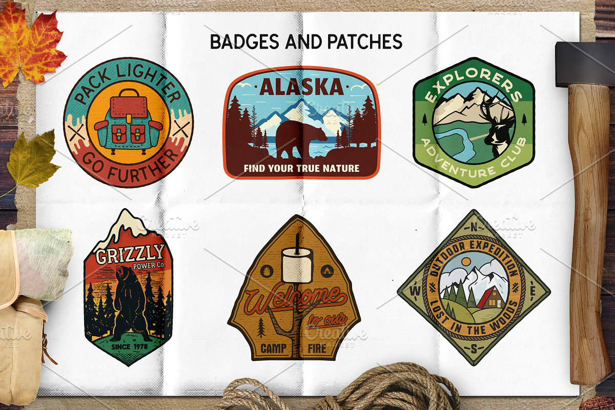 Retro Camp Badges / Patches. Part 2 in Logo Templates - product preview 8