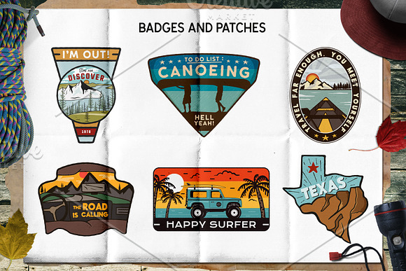 Retro Camp Badges / Patches. Part 2 in Logo Templates - product preview 1