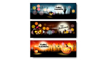 Set of Holiday Halloween banners