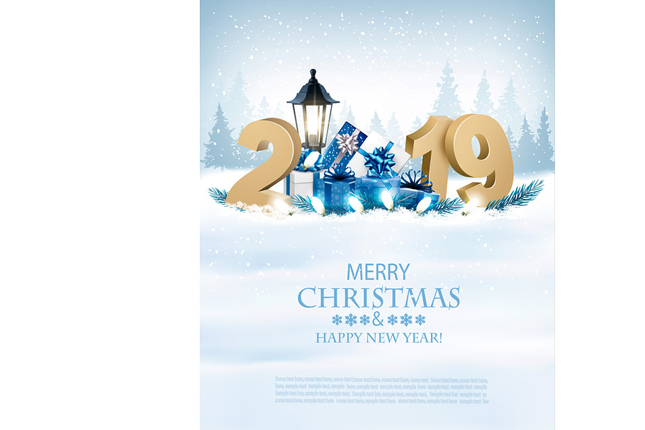 Merry Christmas Background with 2019 in Illustrations - product preview 8