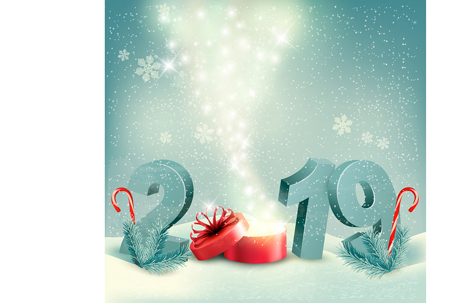 Merry Christmas Background with 2019 in Graphics - product preview 8