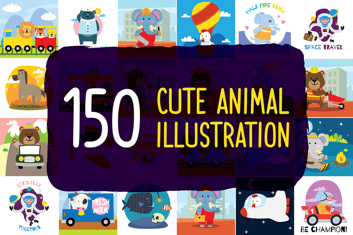 150 Cute Animals Clipart + Bonus in Illustrations - product preview 8