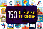 150 Cute Animals Clipart + Bonus