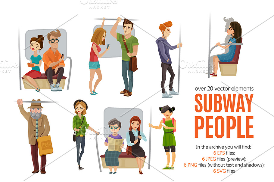 Subway People Set in Illustrations - product preview 8