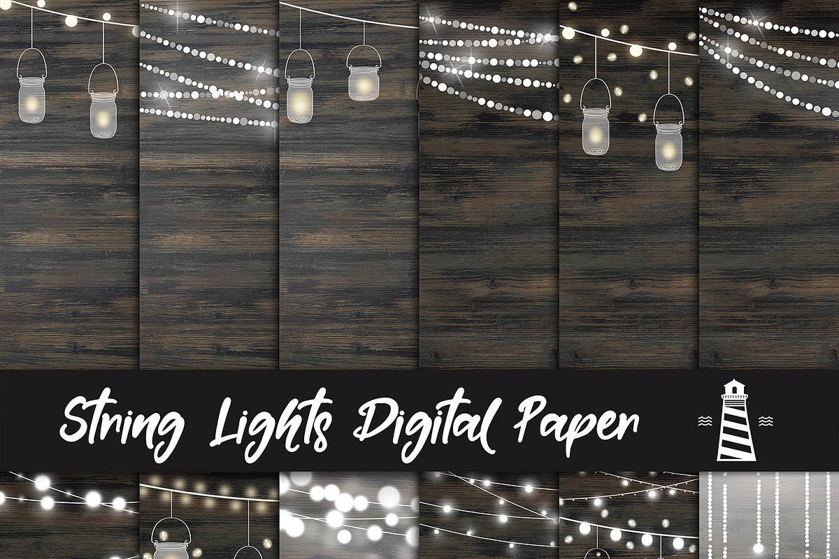 String Lights Digital Paper in Graphics - product preview 8