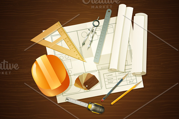 Architect Tools Set in Illustrations - product preview 3