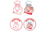 Pig Face Circle Banner Collection 