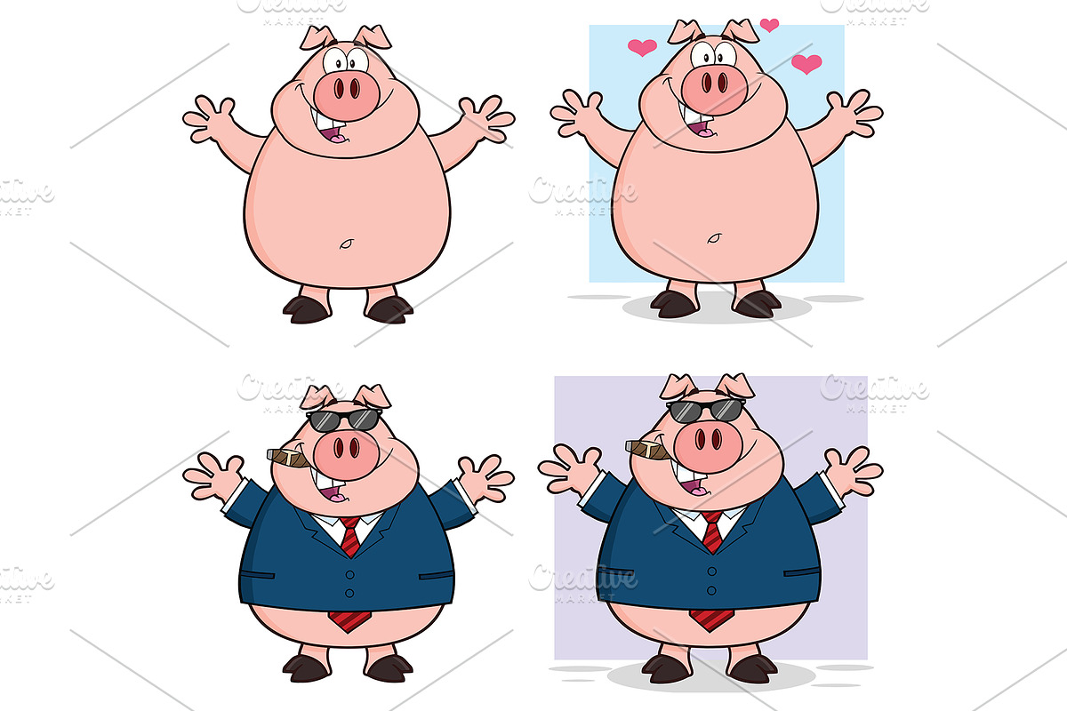 Pig Mascot Character Collection - 1 in Illustrations - product preview 8
