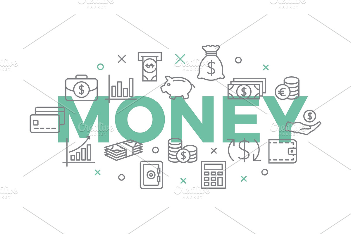 MONEY Concept with icons and signs in Illustrations - product preview 8