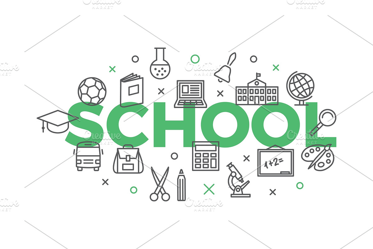 SCHOOL Concept with icons and signs in Illustrations - product preview 8