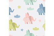 Childish pattern with elephants