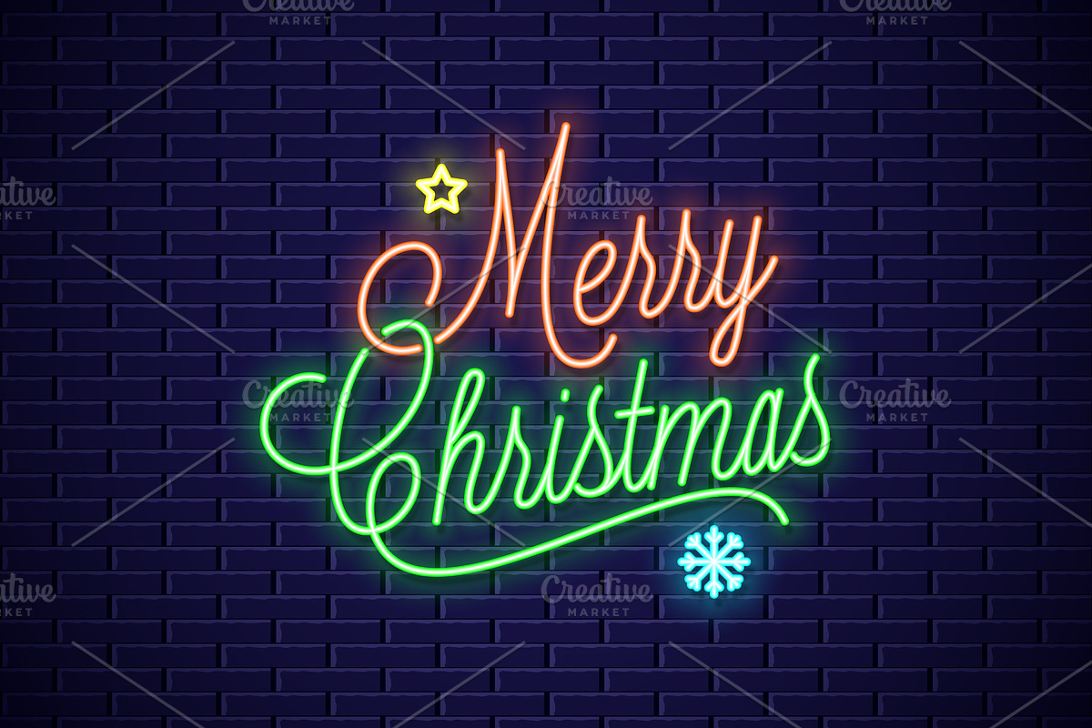 Christmas neon lettering   in Illustrations - product preview 8