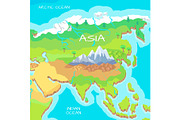Asia Isometric Map with Natural
