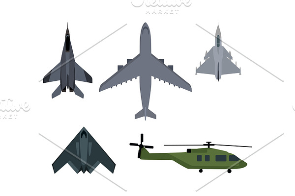 Set of Military Aircraft Vector