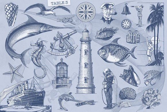 Vintage Nautical Vector Set in Illustrations - product preview 4