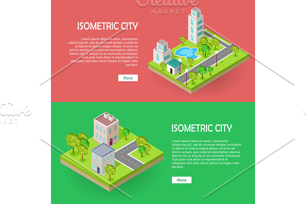 Isometric City Buildings Vector Web