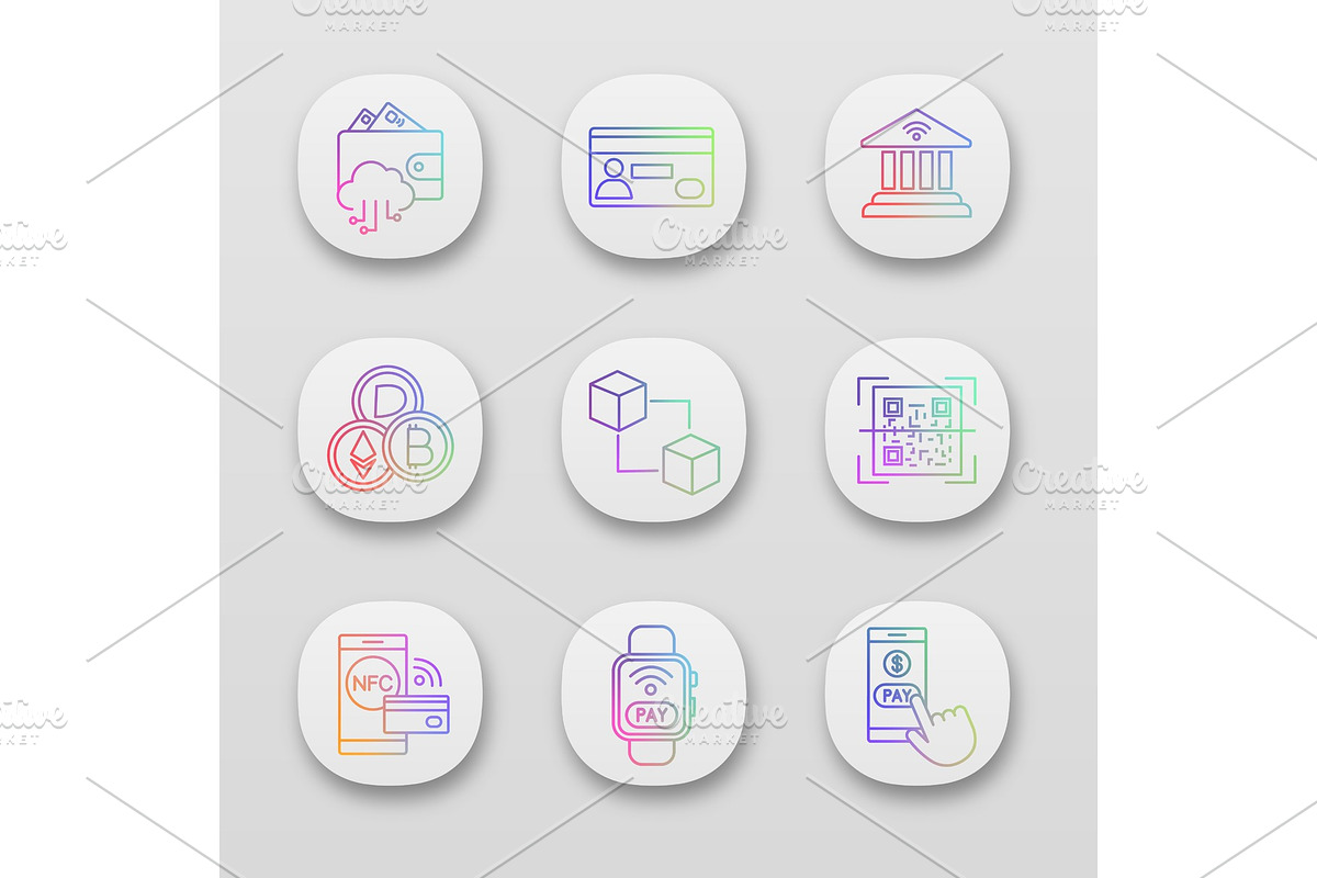 E-payment app icons set in Icons - product preview 8