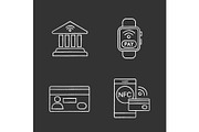 E-payment chalk icons set
