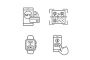 E-payment linear icons set