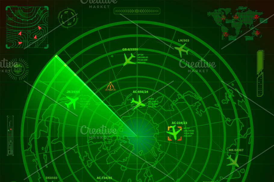 Abstract military radar display in Illustrations - product preview 8