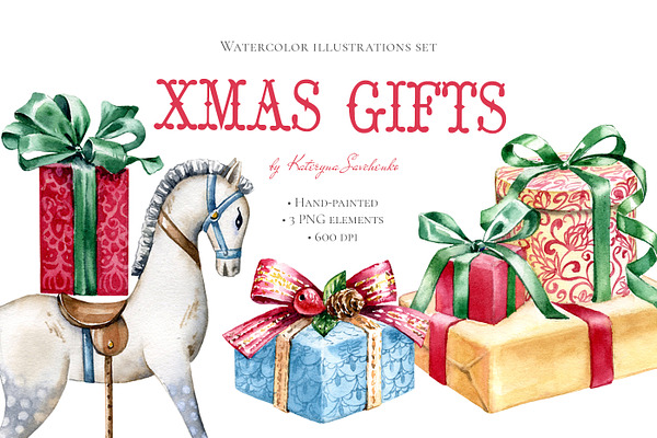 Watercolor Christmas Gifts