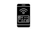 NFC smartphone signal glyph icon