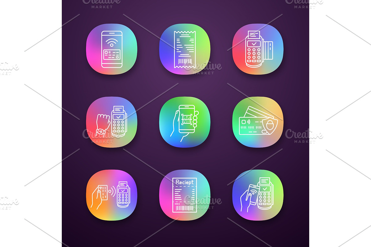 NFC payment app icons set in Icons - product preview 8