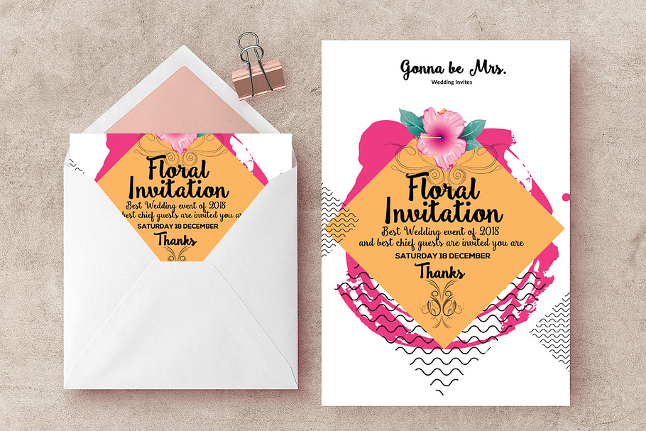 Floral Wedding Cards Invitations in Wedding Templates - product preview 8