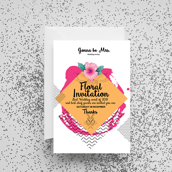 Floral Wedding Cards Invitations in Wedding Templates - product preview 1