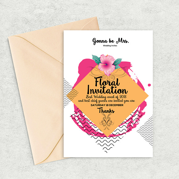 Floral Wedding Cards Invitations in Wedding Templates - product preview 2