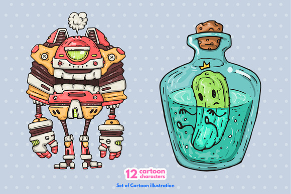 12 Different Cartoon Characters in Illustrations - product preview 2