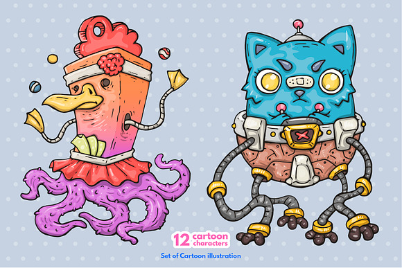 12 Different Cartoon Characters in Illustrations - product preview 4