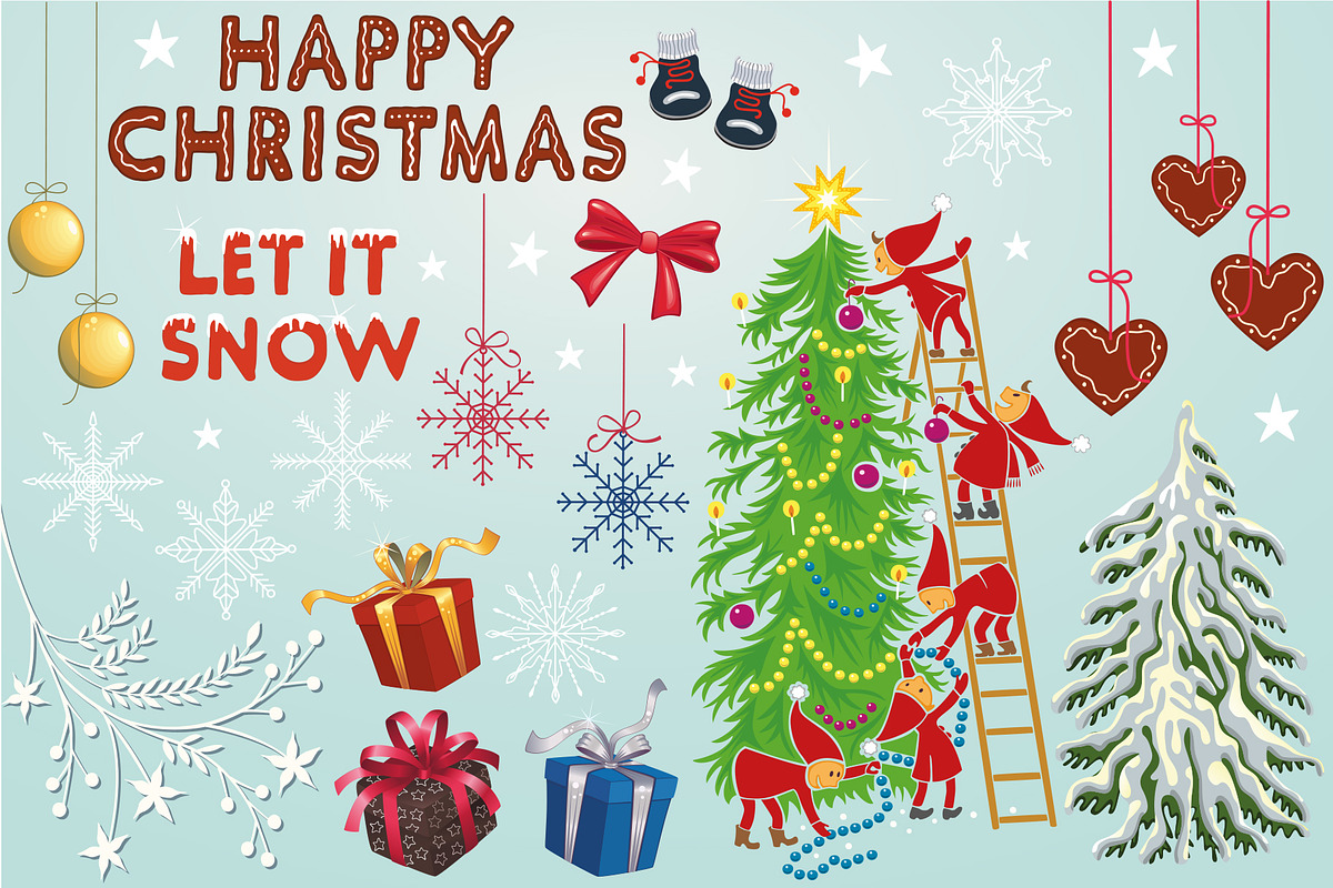 Happy Christmas Clipart  in Illustrations - product preview 8