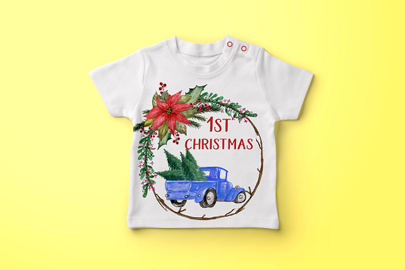 Watercolor Christmas cars clipart in Illustrations - product preview 3