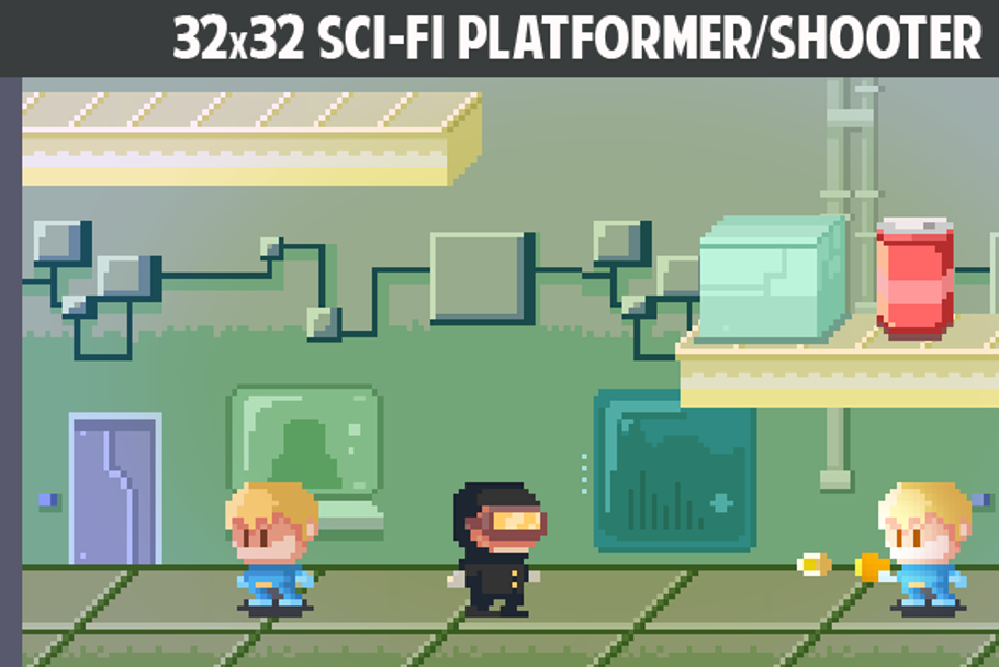 32x32 Sci-fi platformer/shooter pack in Illustrations - product preview 8