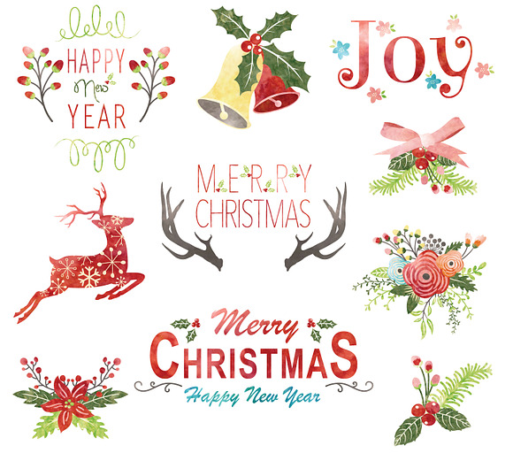 Christmas Watercolor Wreaths in Illustrations - product preview 3