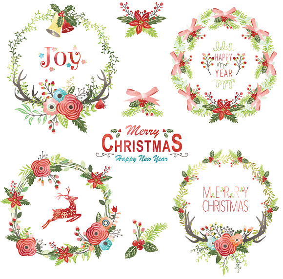Christmas Watercolor Wreaths in Illustrations - product preview 4