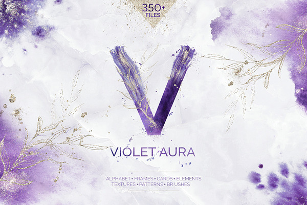 Violet Aura - watercolor design kit