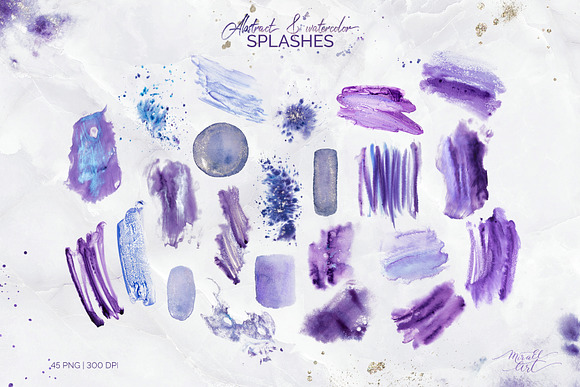 Violet Aura - watercolor design kit in Illustrations - product preview 24