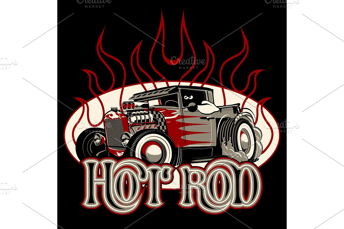 Cartoon retro hot rod in Illustrations - product preview 8